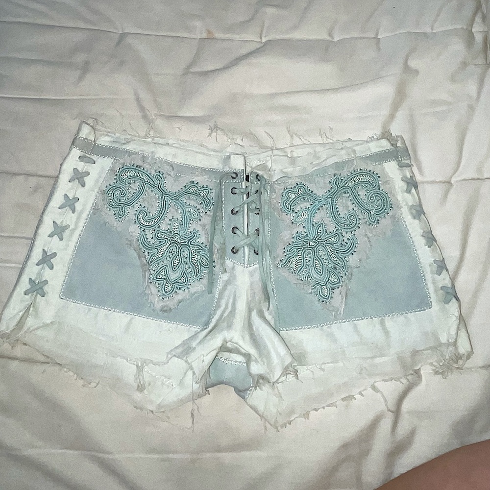 BNWT Just Cavalli goat suede and silk hot shorts Made in Italy Size 40 / small